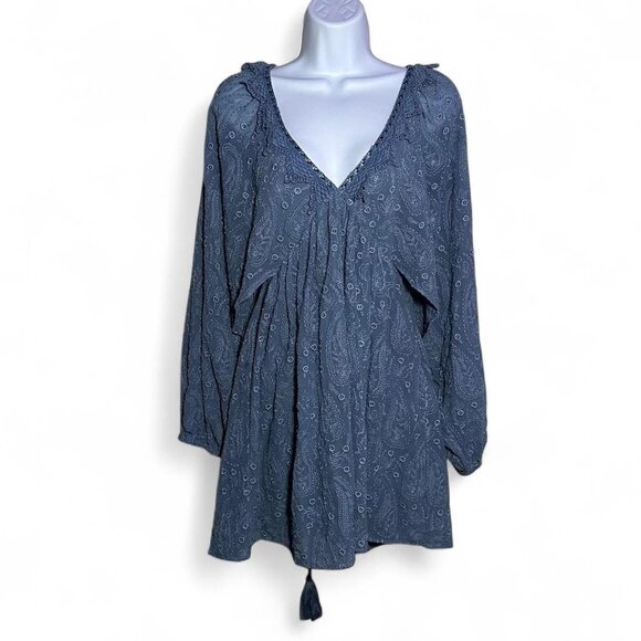 Free People Boho Paisley Floral Embroidered Mini Dress - Picture 1 of 8